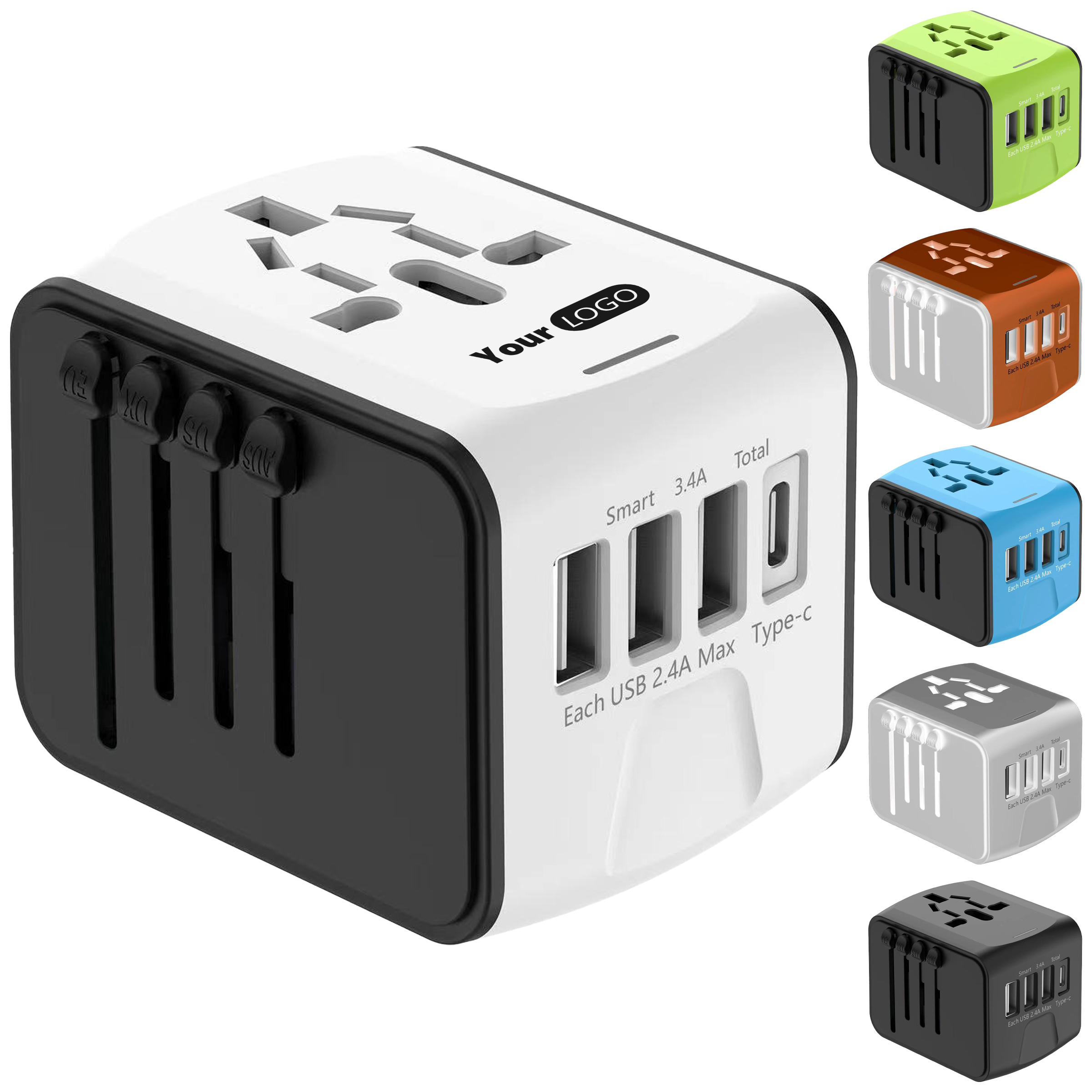 Plastic Universal Adapter With Usb & Type-C Ports 8