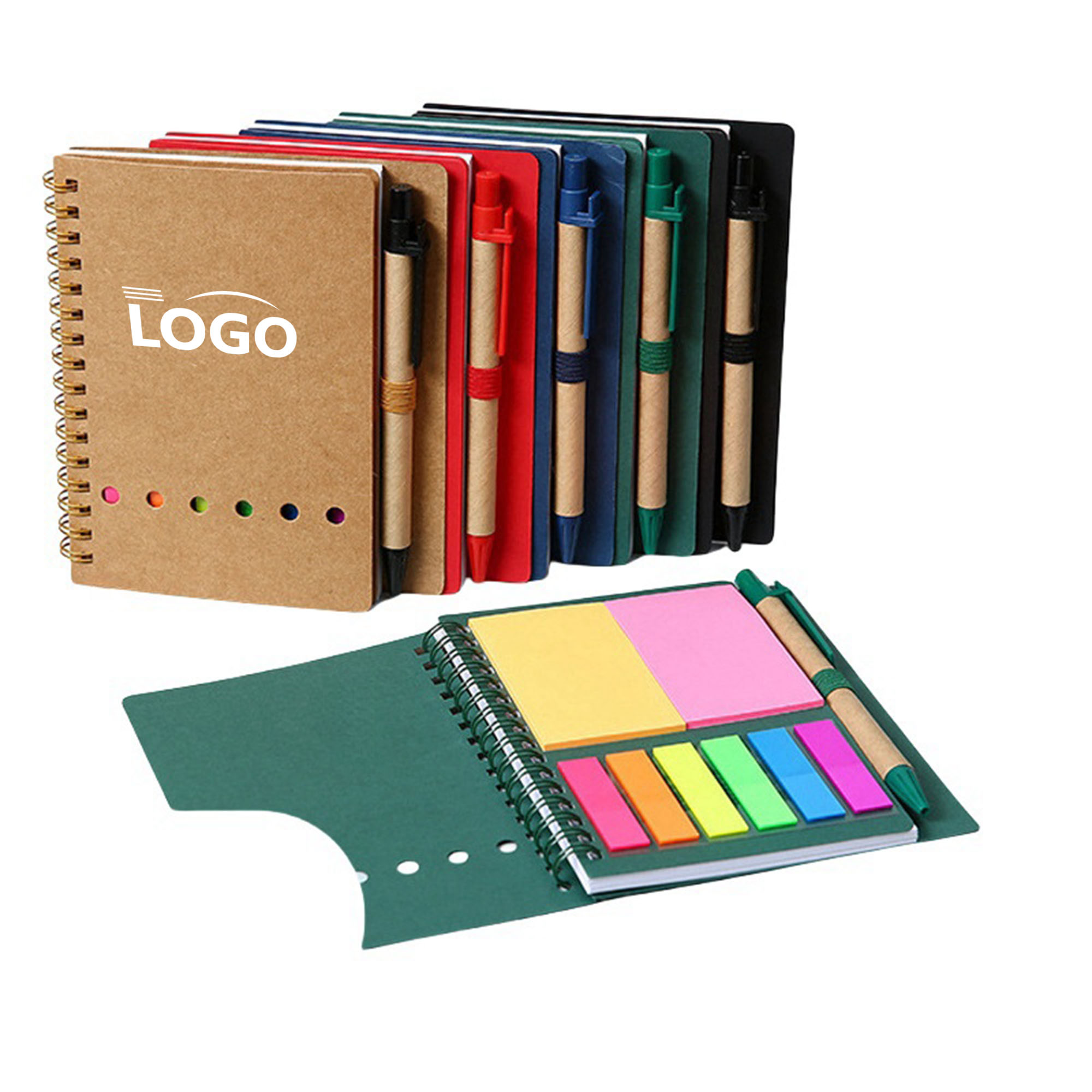 Spiral Notebook with Sticky Notes & Pen