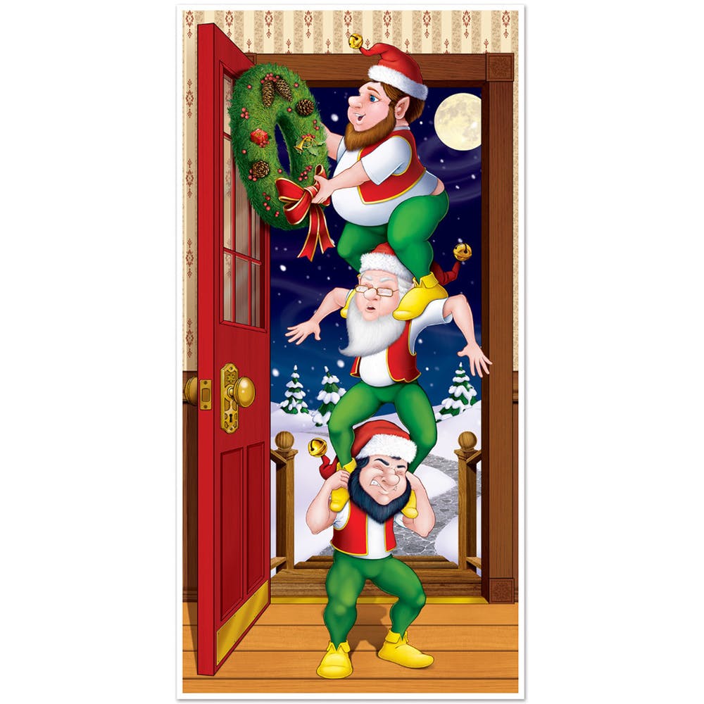 Christmas Door Covers Elves 30" x 5' 3