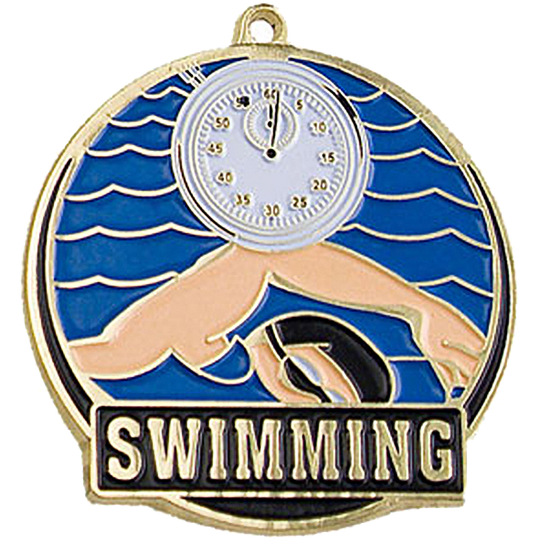 Stock Gold Enamel Sports Medals: Swimming