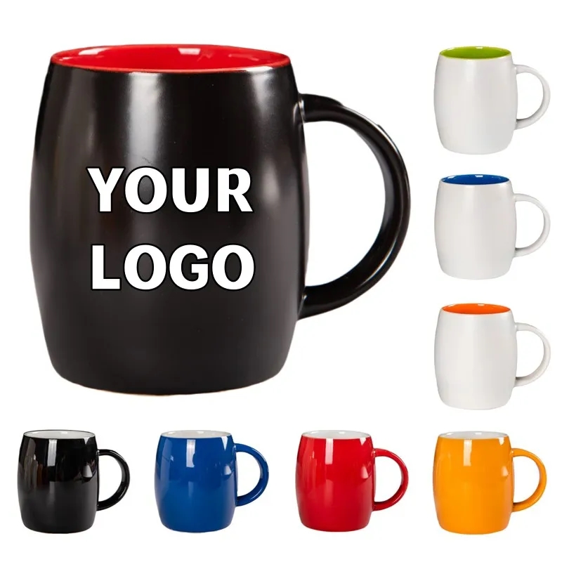 13 oz. Barrel Shape Ceramic Coffee Mug 2