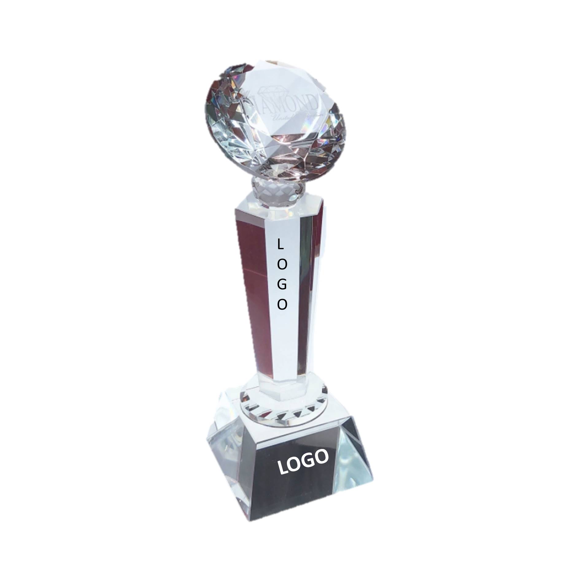 Crystal Award Diamond Trophy With Base