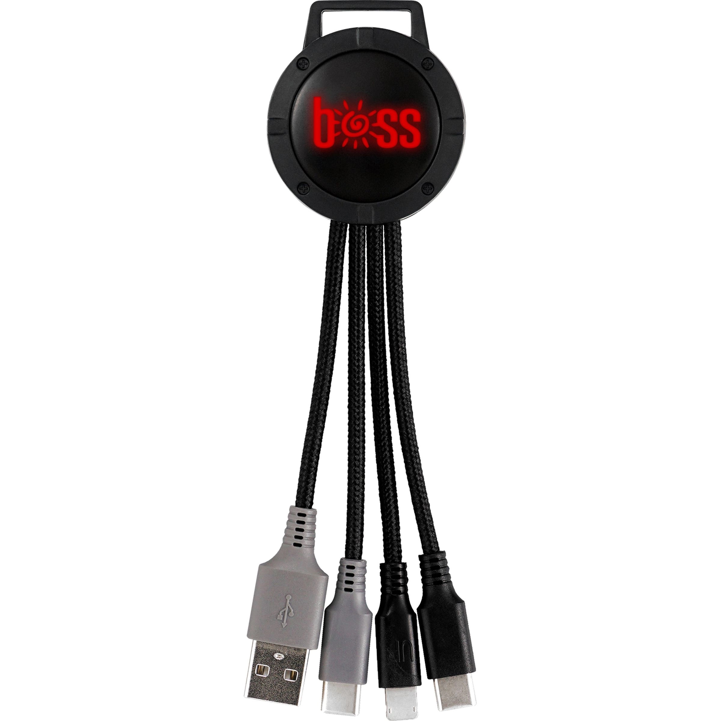 Light Up Color Two Tone Dual Input 3-in-1 Charging Cable 3