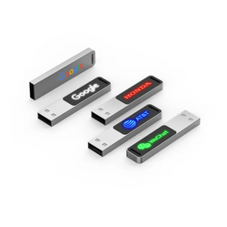Metal mini capless USB flash drive with LED logo
