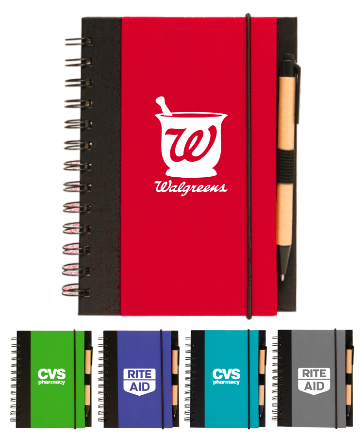 Union Printed, Eco Spiral Notebook Journal w/ Pen,