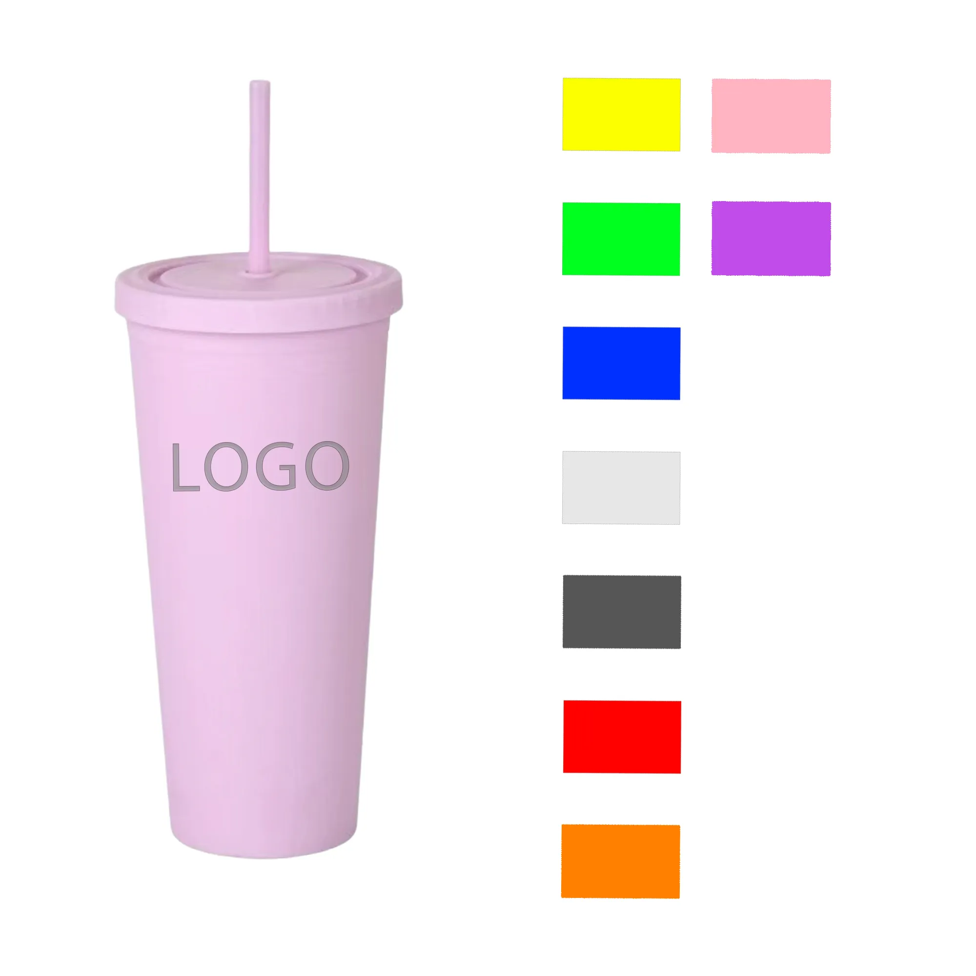MOQ 50 Pcs 24oz Plastic Straw Cup 4