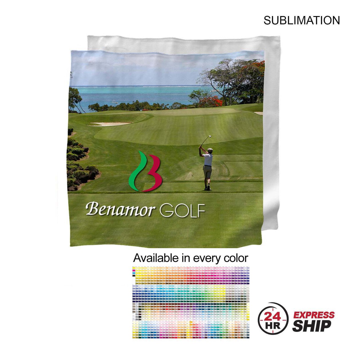 fiel 24 Hr Express Ship - Microfiber Dri-Lite Suede Shammy Cooling Towel 15x15 Sublimated Edge to Edge #SU648-8