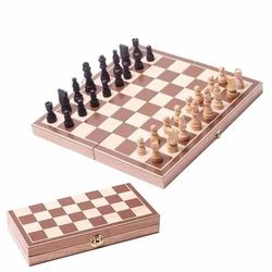 Wood Chess With Folding Board Desktop Game Set