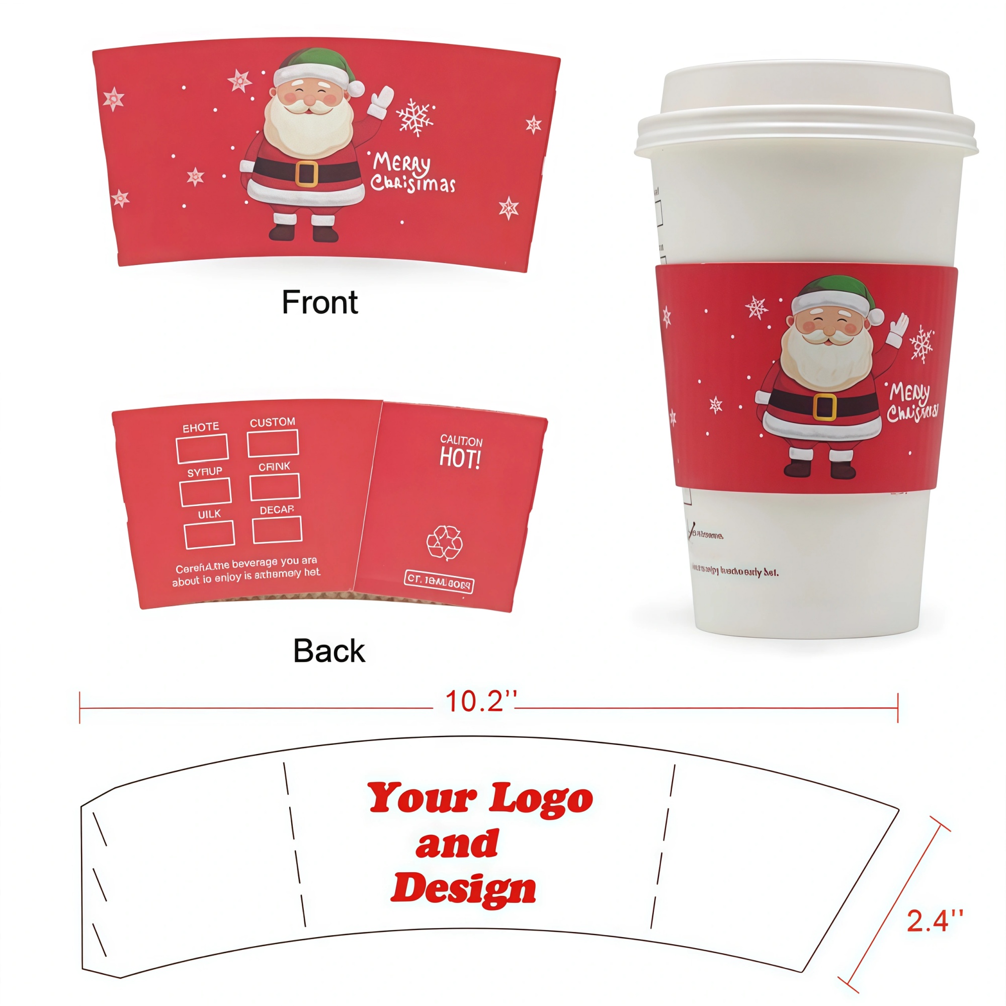 Full Color Customized Paper Coffee Cup Sleeves 3