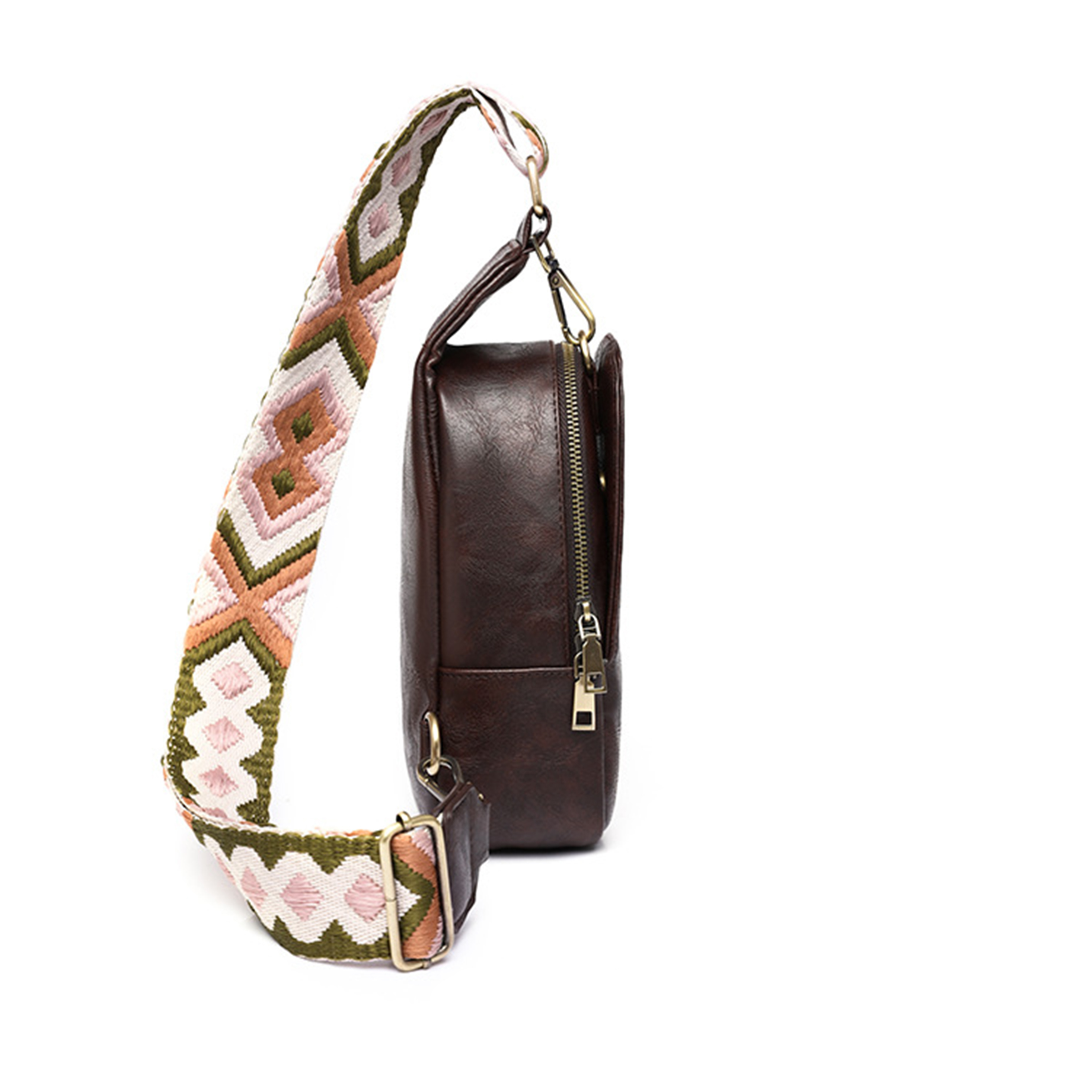 Pu Trendy Faux Leather Crossbody Bag With Geometric Strap 9