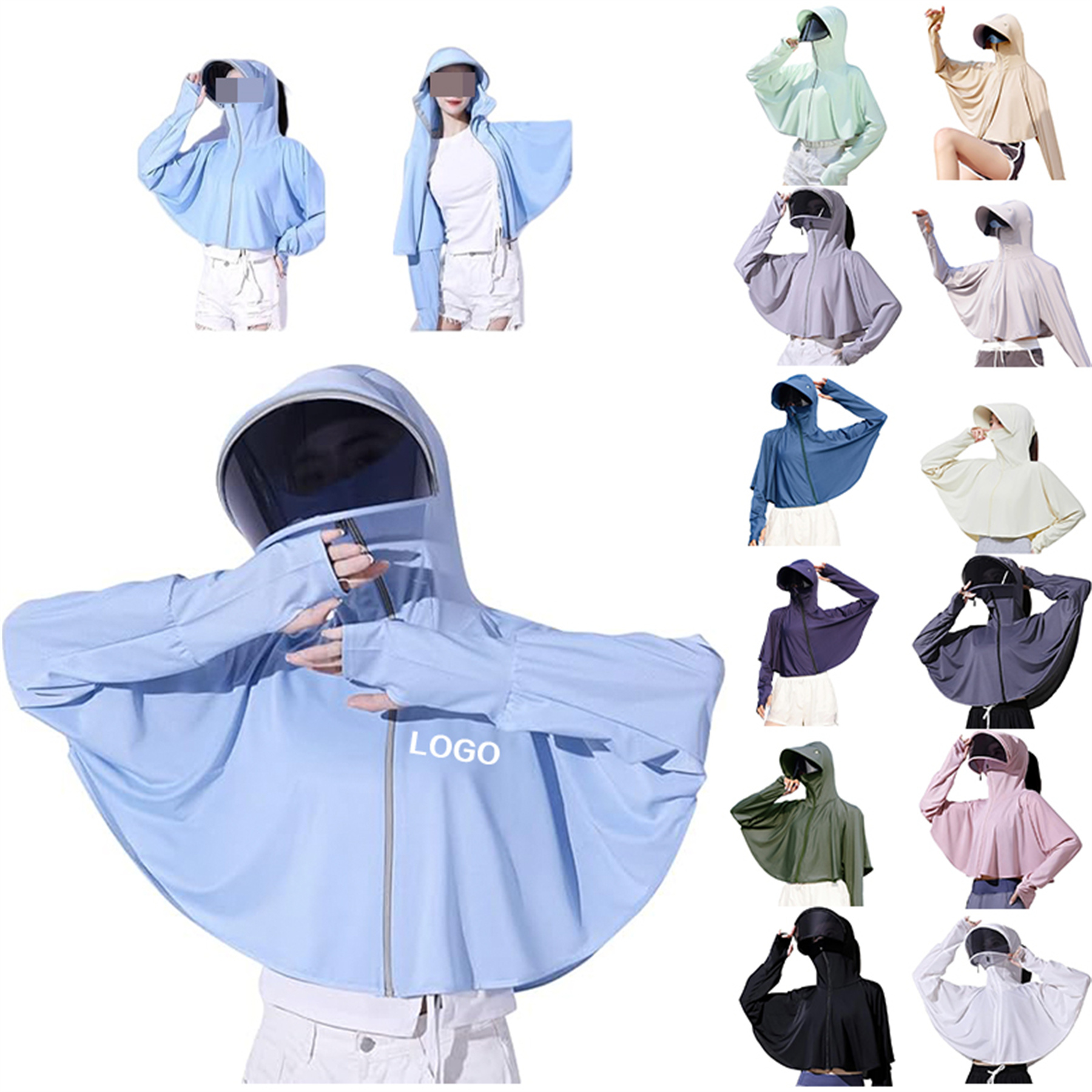 Anti UV Long Sleeve Hooded Shawl 3
