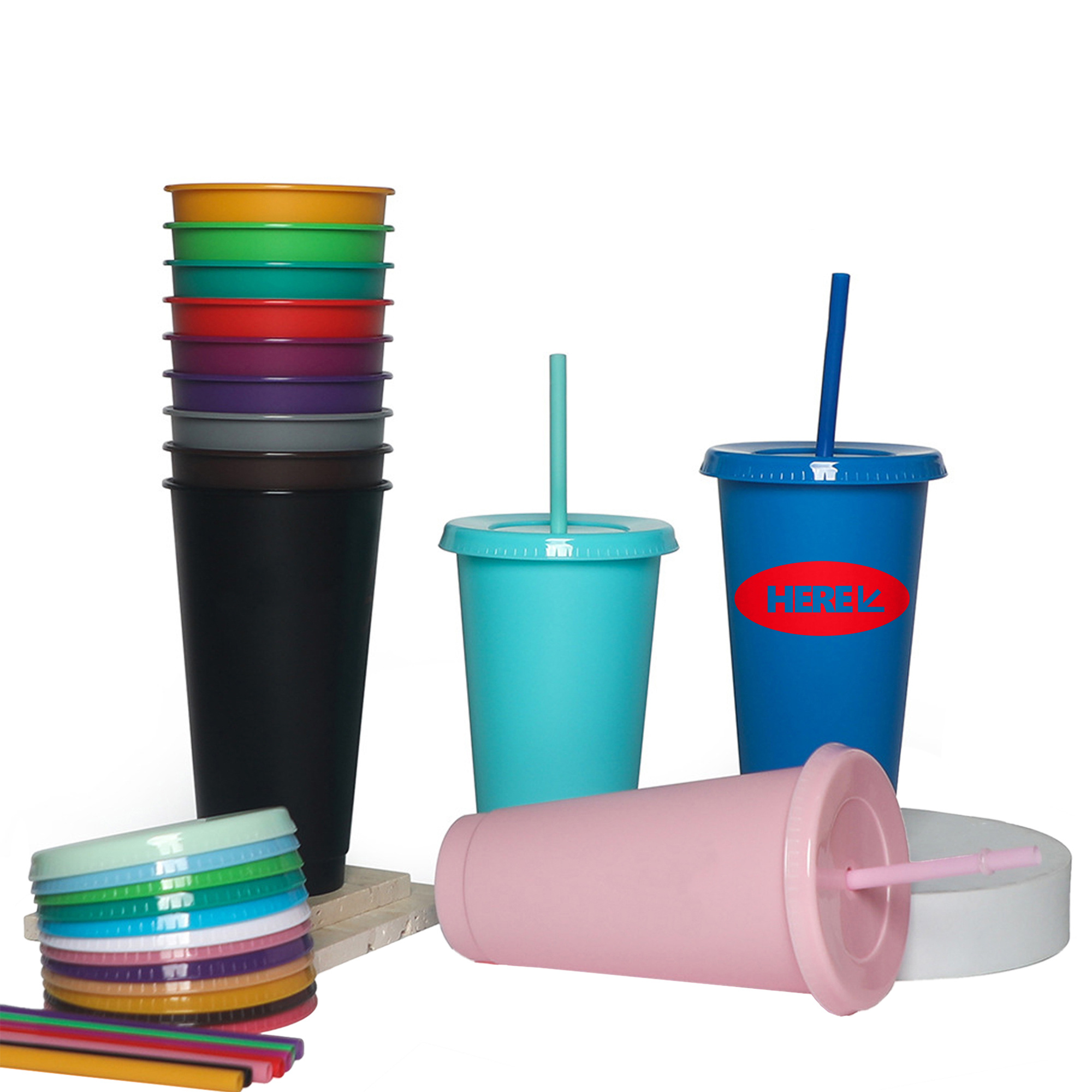 Durable Plastic Straw Stadium Drinking Cup 9