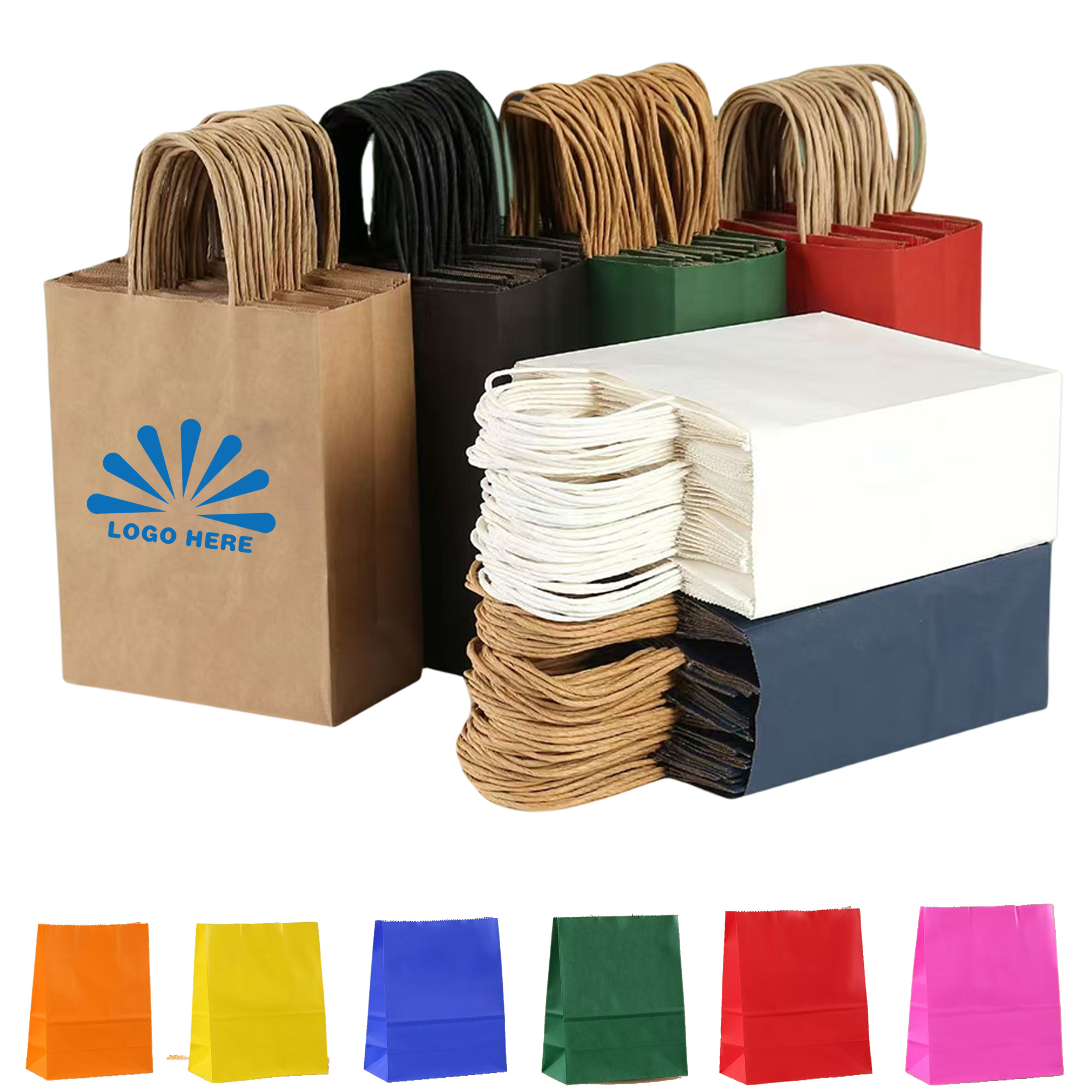 Coloured Kraft Gift Bags With Handles Multiple Uses 3