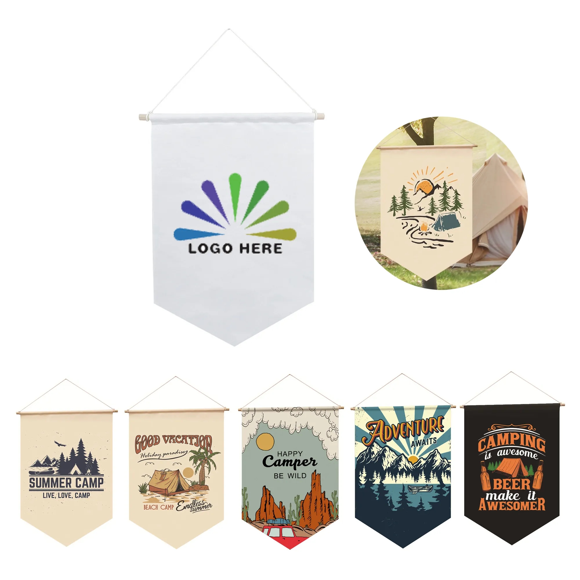 Hanging Oxford Cloth Camping Garden Flag MOQ20