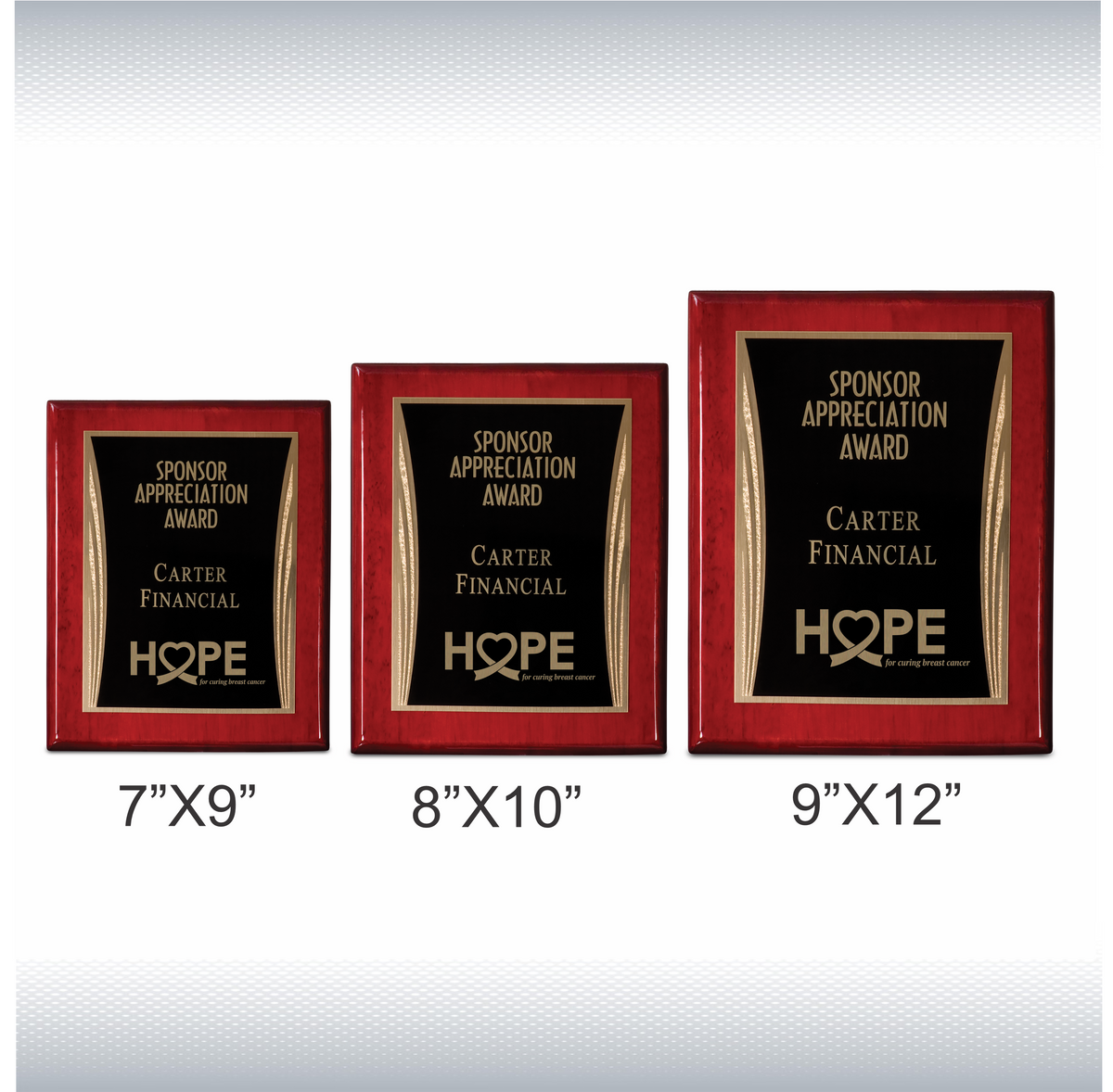 Premium Rosewood Piano Finish Plaque W/ Blk Showtime Plate 6