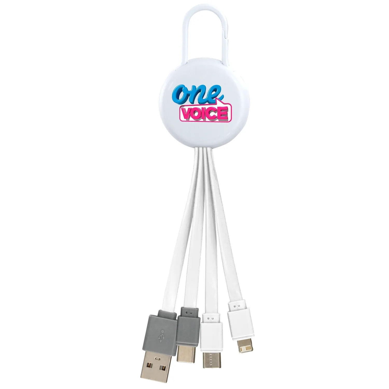 WHITE VIVID CLIP 3-IN-1 DUAL INPUT CHARGING CABLE 5