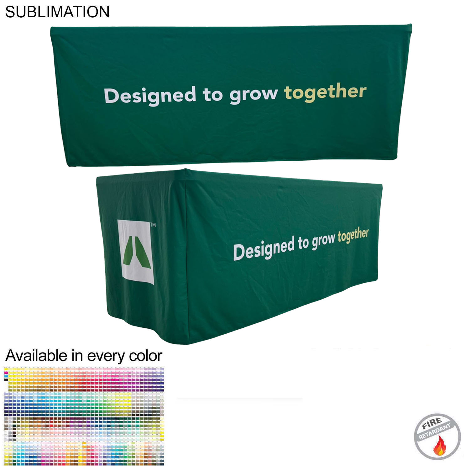Sublimated PREMIUM Box Style Fitted Table Cloth for 6' Table, Premium Fabric, 4 sided, Closed Back 8