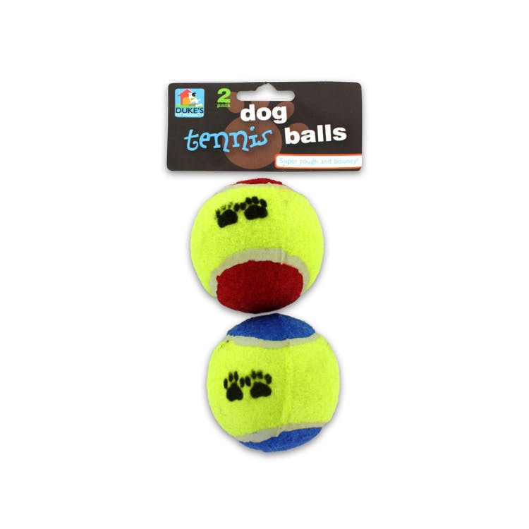 Dog Tennis Ball Set - 2 Pack Paw-Print Design 2.75" 3