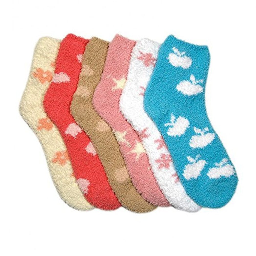 Fuzzy Slipper Socks - Winter Print Size 9-11 3