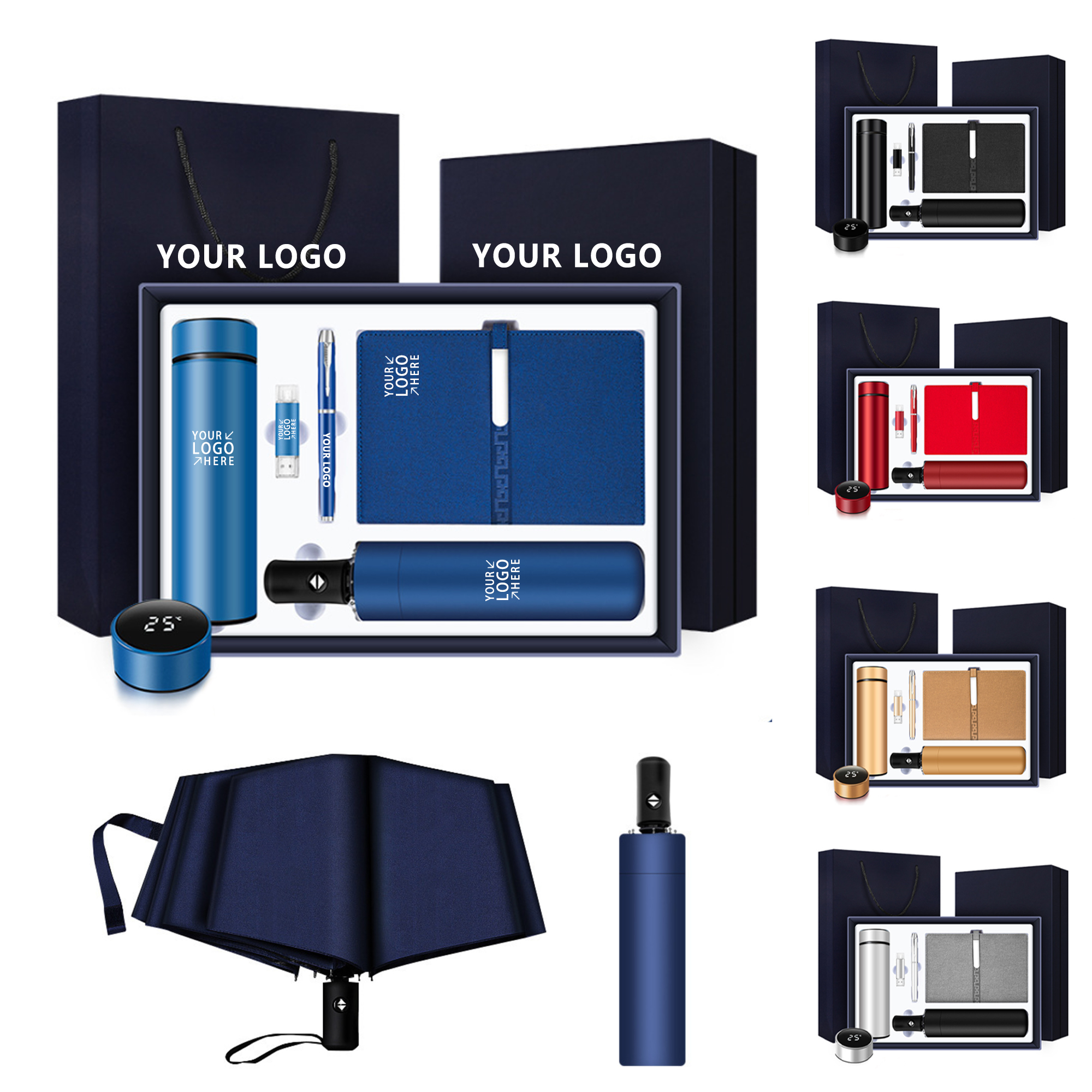 Water Bottle & Pen & Notebook & Umbrella & 16GB U Disk Gift Set 3