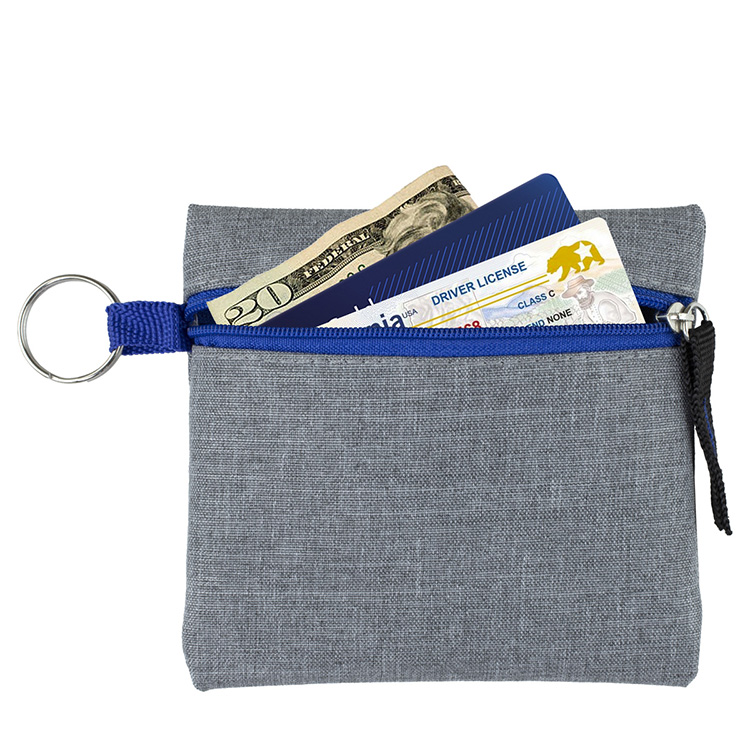 4-1/2" W x 4-1/2" H "CAPRI" Heathered Gray Zipper Pouch 24