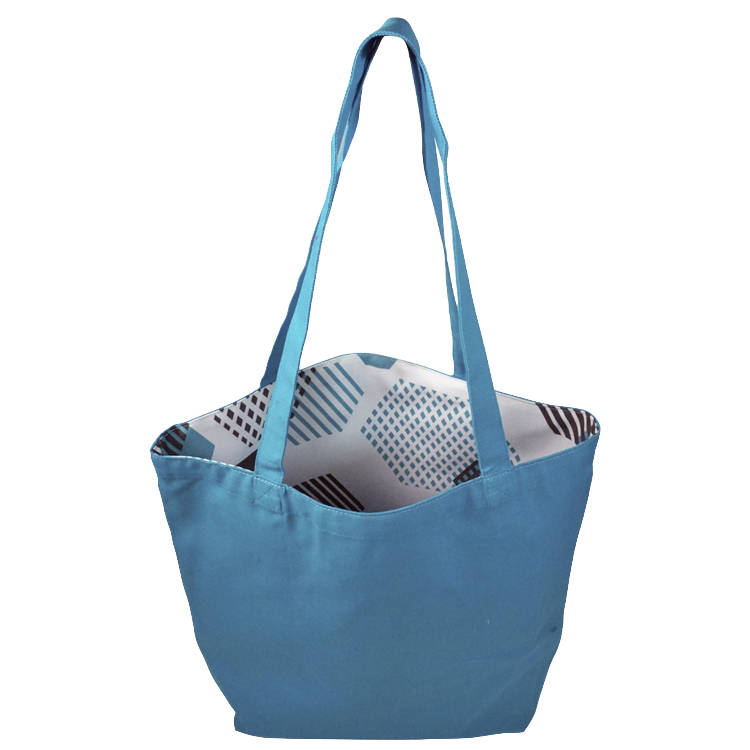 Reversible Turquoise Cotton Tote 2