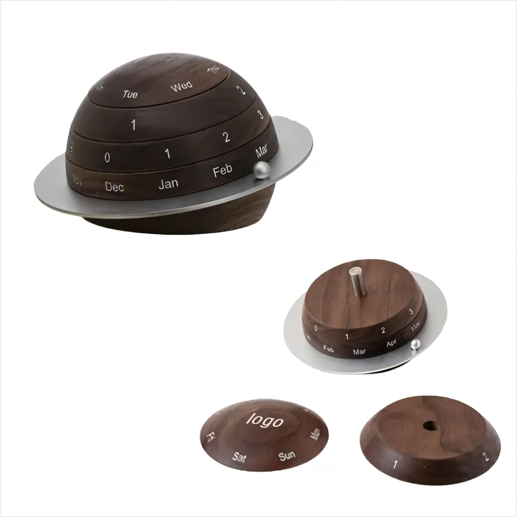 Elegant Walnut Perpetual Desk Calendar