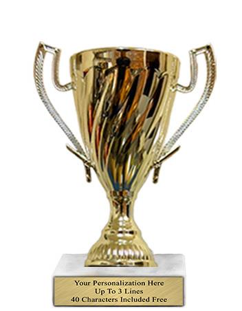 Cup Trophy: 6.5", 3x2" Marble base w/ 4.7" plas