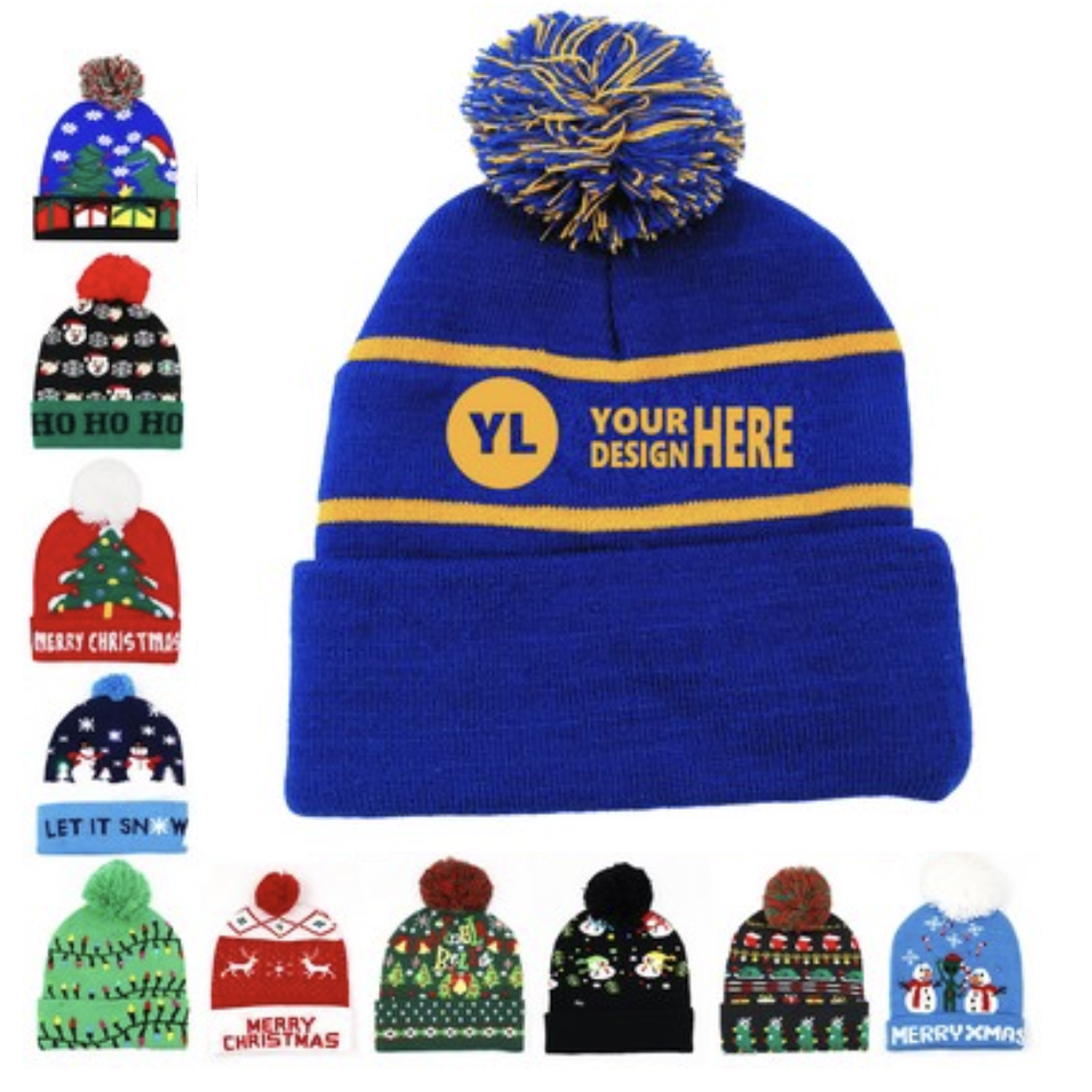 Unisex Seamless Circular Knitting Jacquard Pom Hat 2
