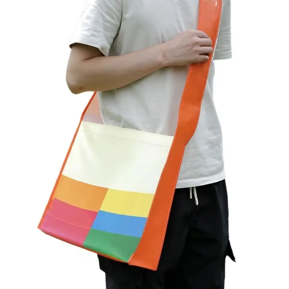 Cross-body single shoulder covered non-woven bag