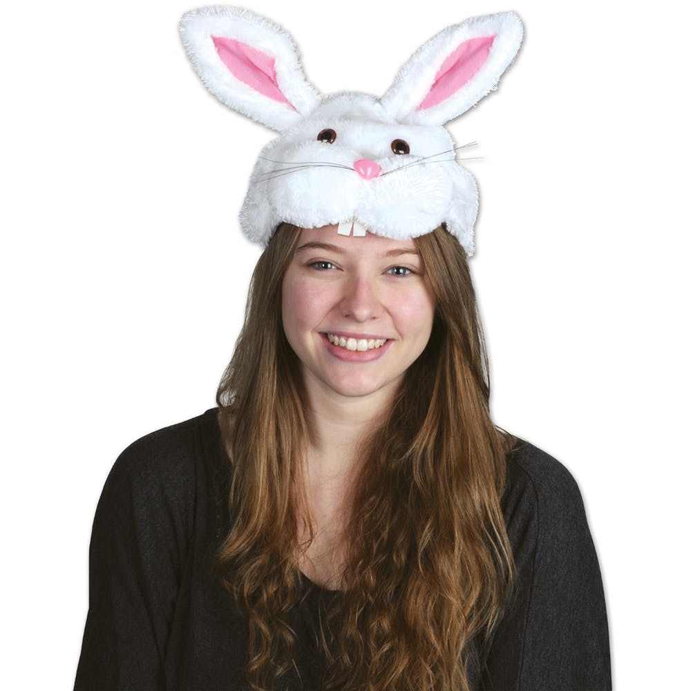 Plush Bunny Hats - White & Pink 3