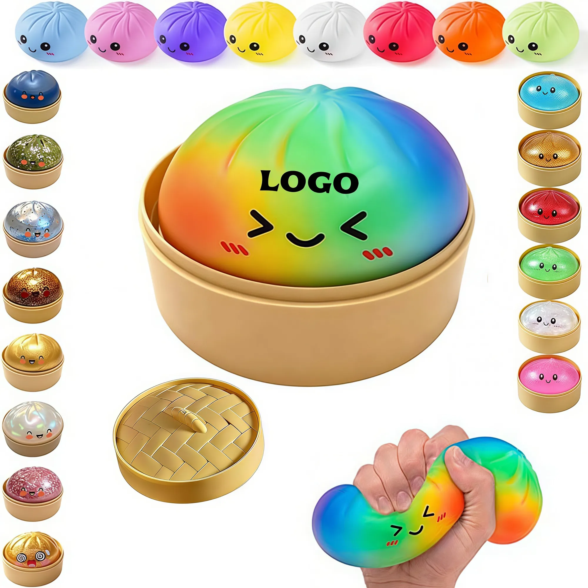 Cute Colorful Glitter Dumpling Squishy Squeeze Toy 11