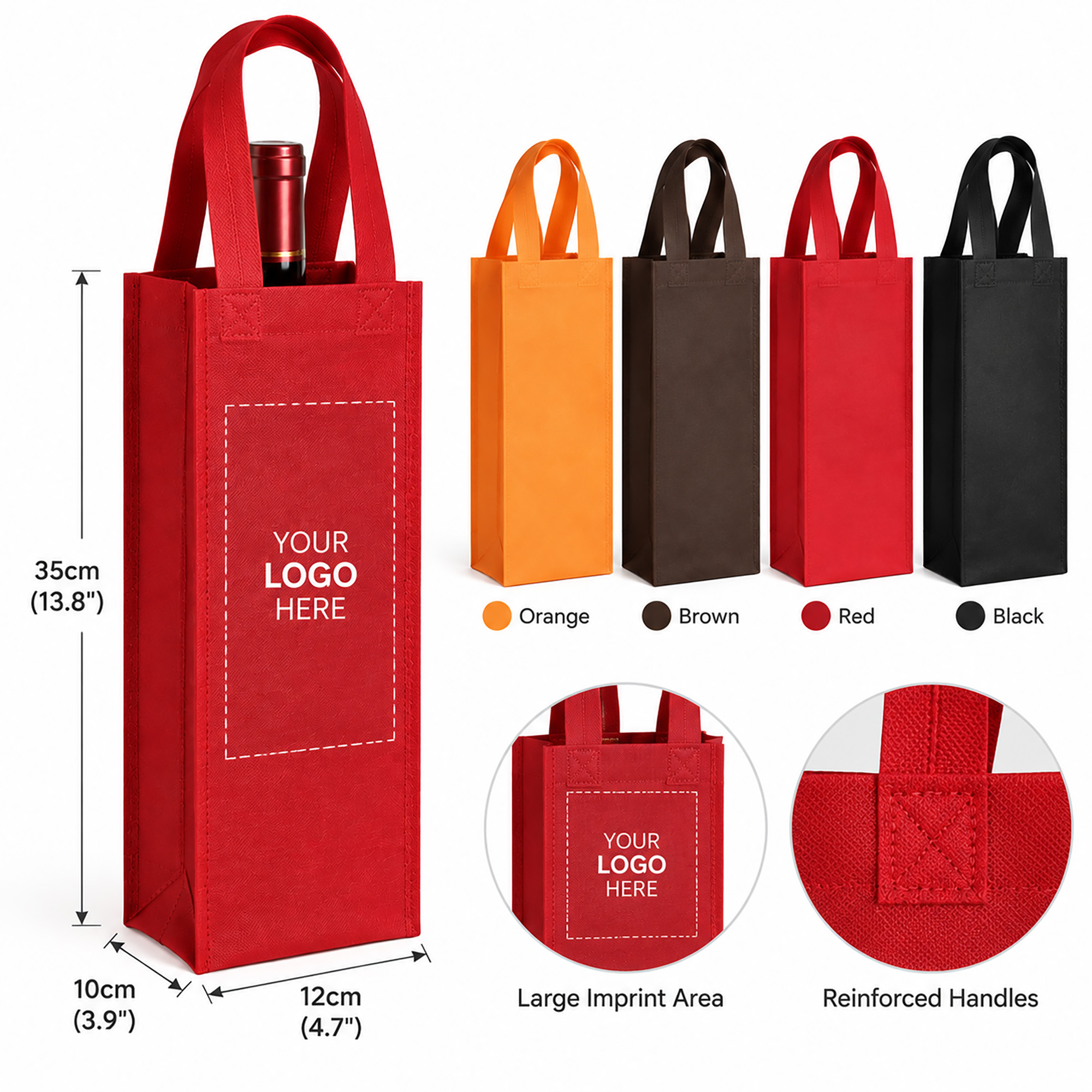 Reusable Non-Woven Single Bottle Wine Tote 2