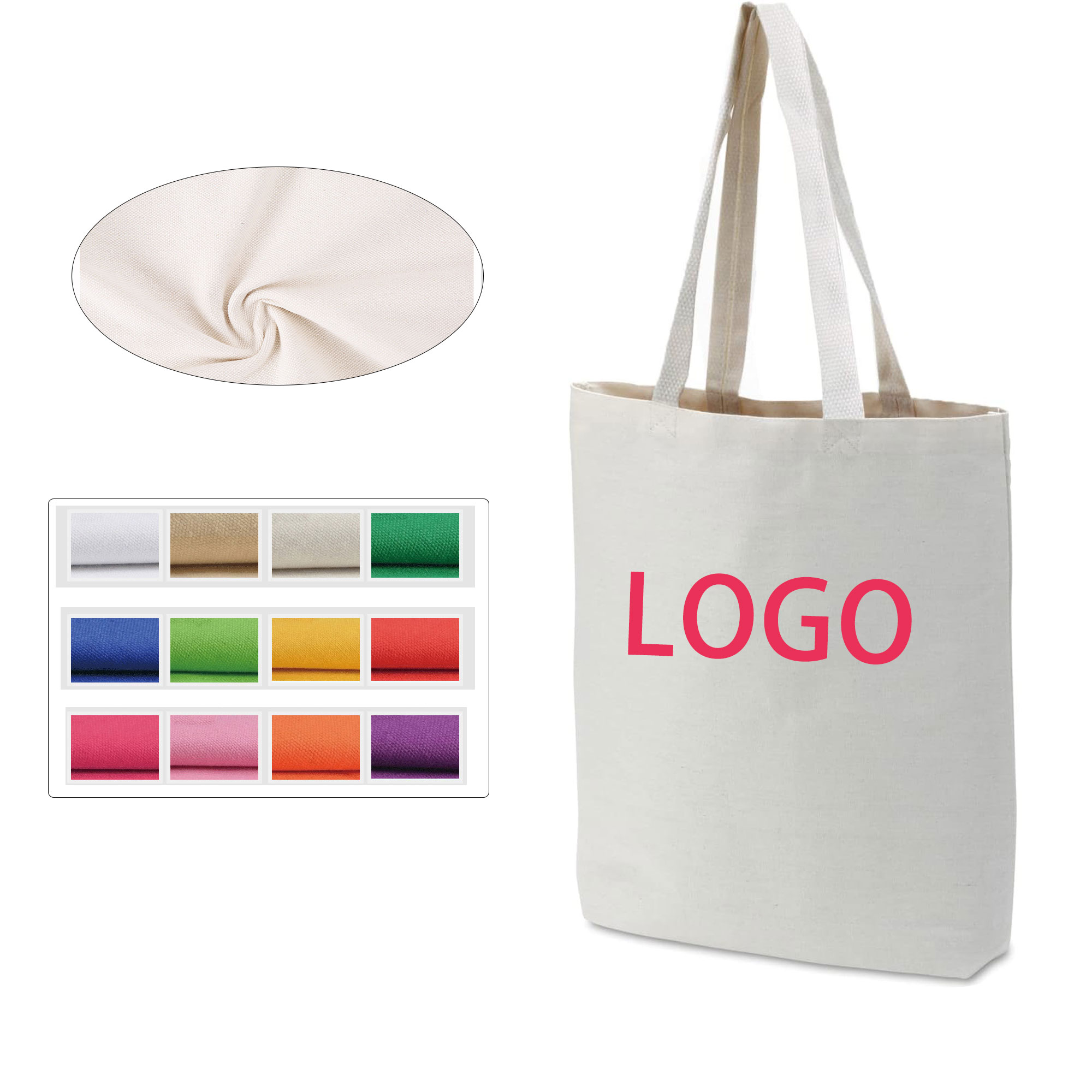Custom Canvas Shopping Bag, custom tote bag with logo imprint 3