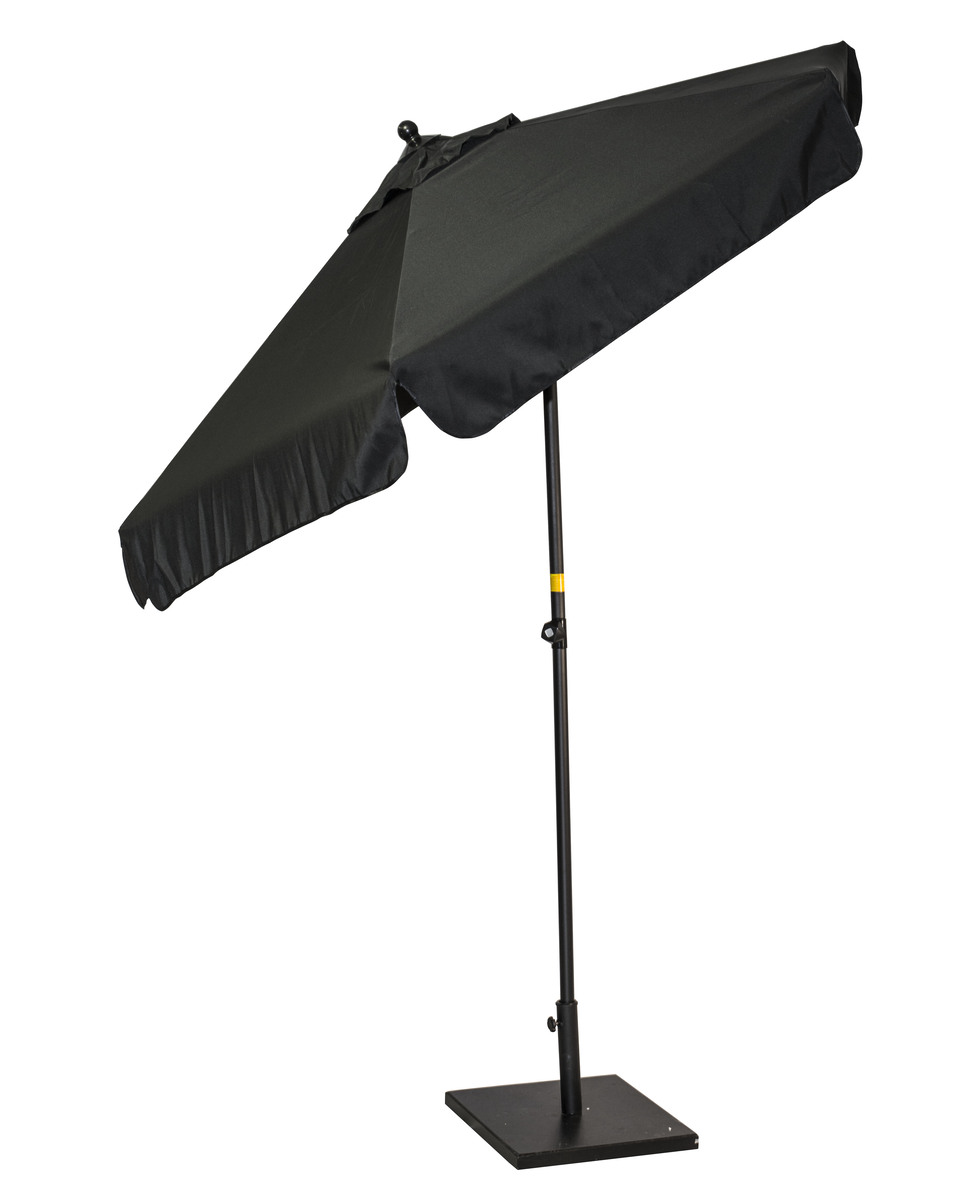 7 Feet, 6 Panels, Steel, Vent, Valance, Tilt, UV Fabric, Black Custom Patio Umbrellas Logo