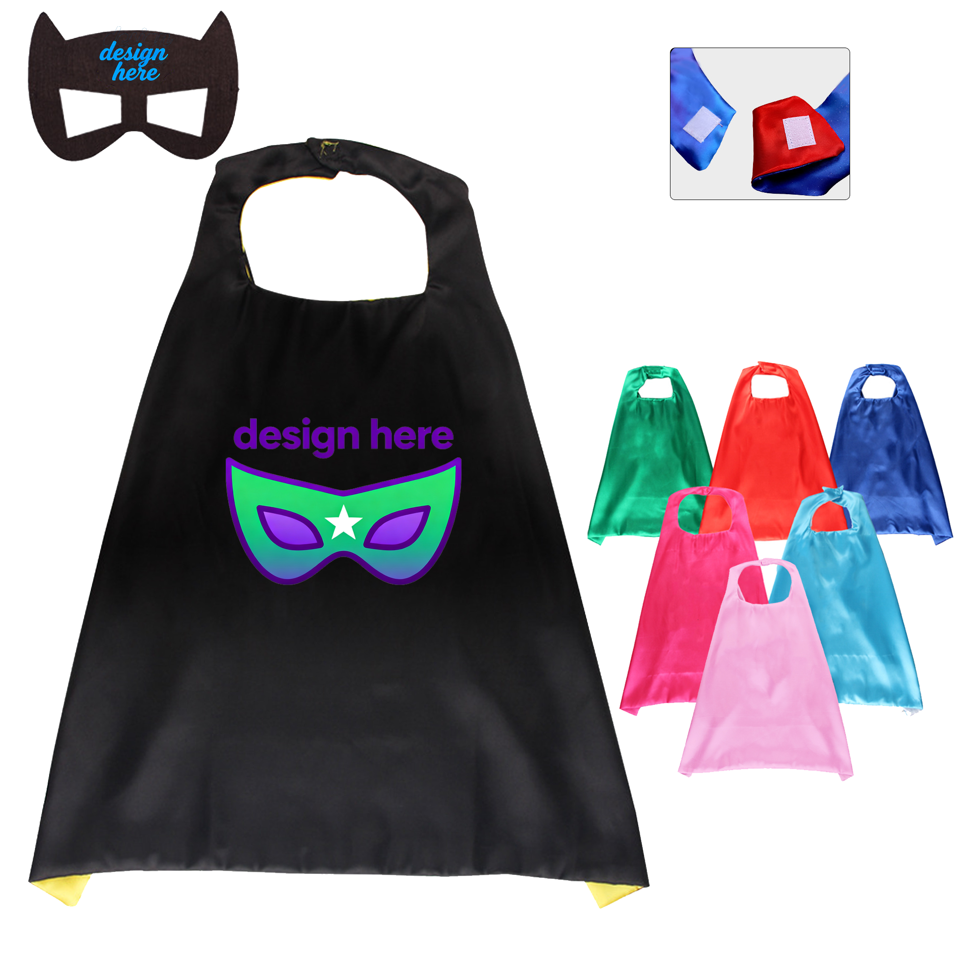 Kids Action Hero Cape with Attachable Mask for Pretend Play 5