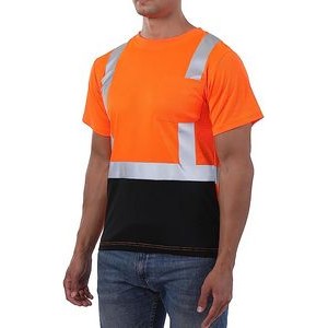 Orange High-Visibility Construction Work Shirt with Pocket