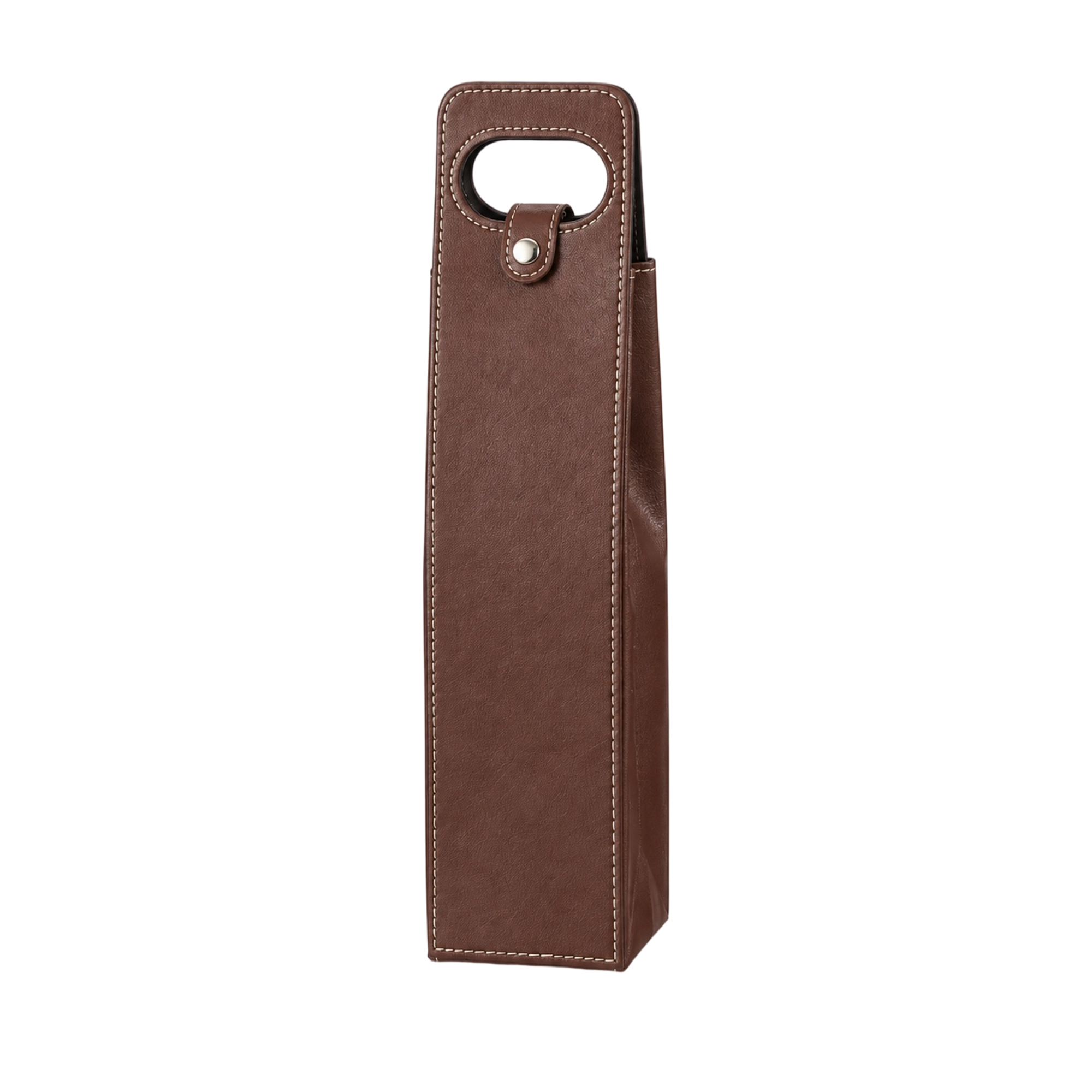 PU Faux Leather Single Bottle Wine Carrier With Handle 4