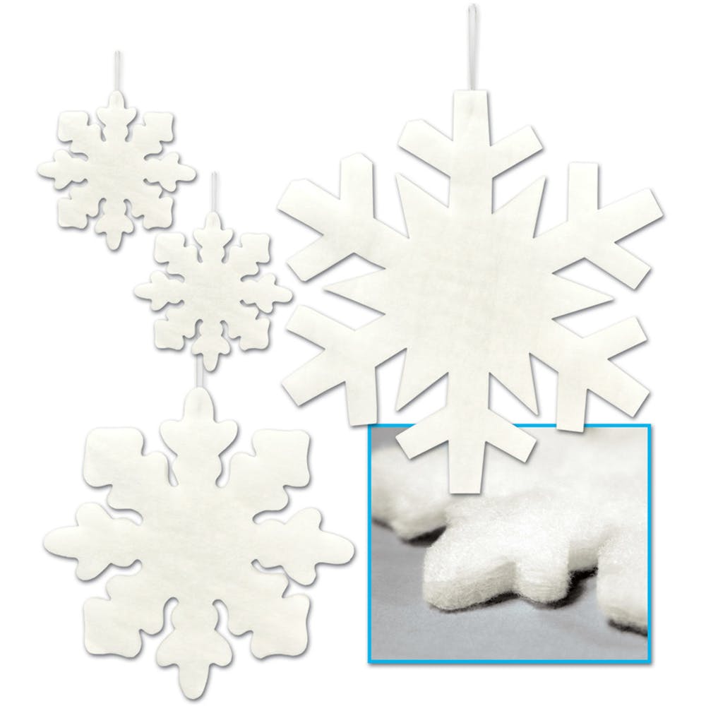 Fluffy Snowflake Decorations - Assorted 2