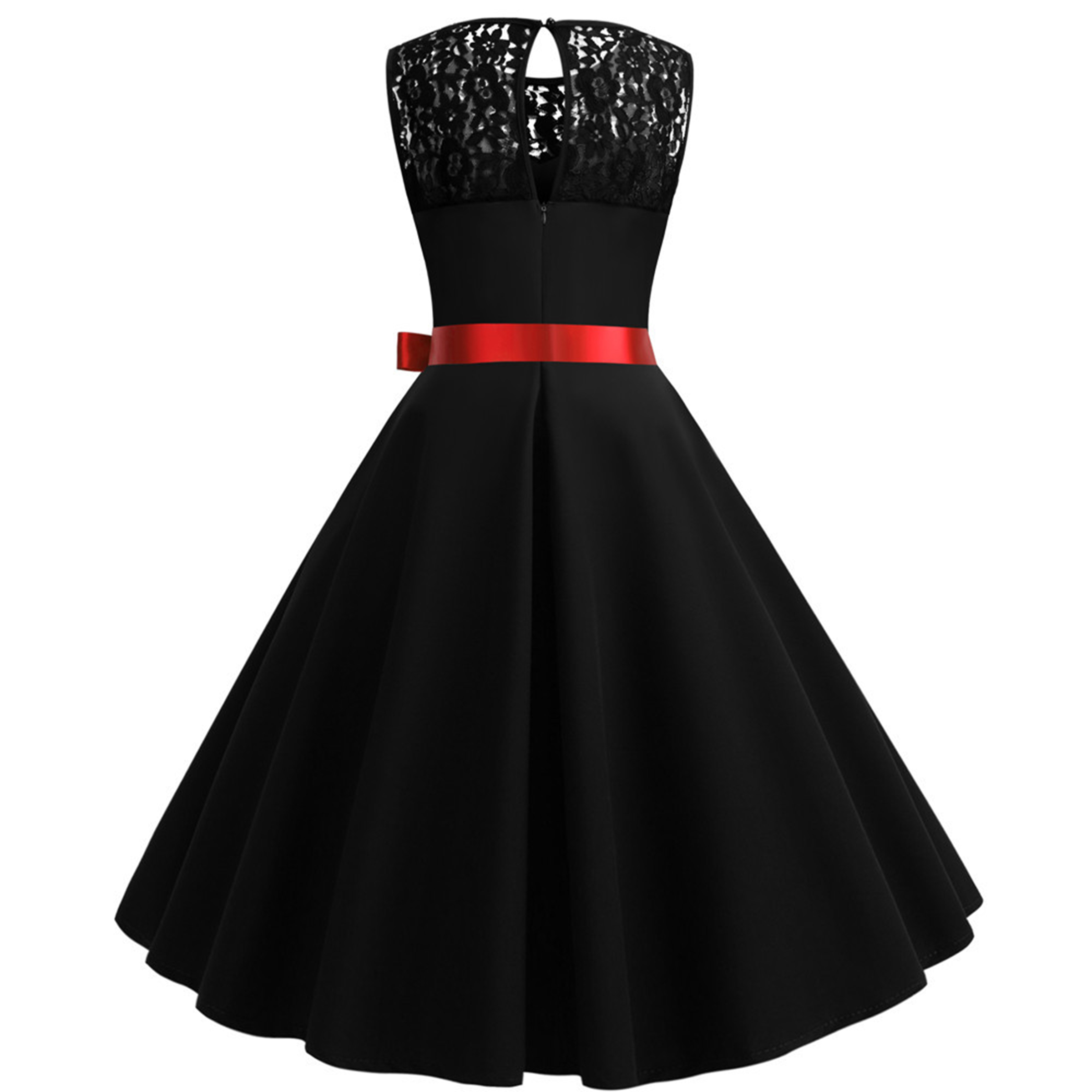 Polyester Retro Sleeveless Lace Patchwork Dress 23