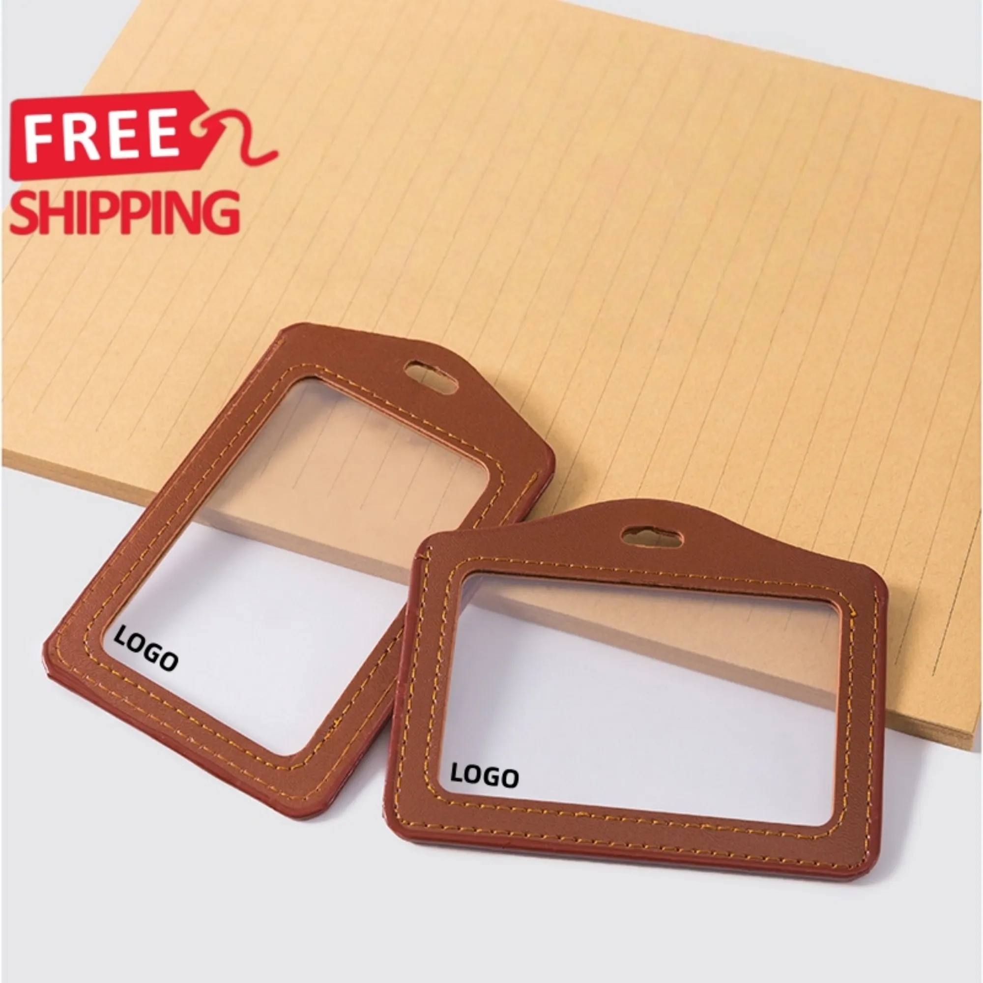 Leather Badge Holder Clear ID Card Wallet Professional