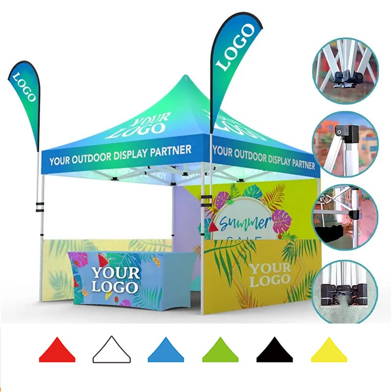 10x15 Canopy Tent with Walls, Flags & Table Throw
