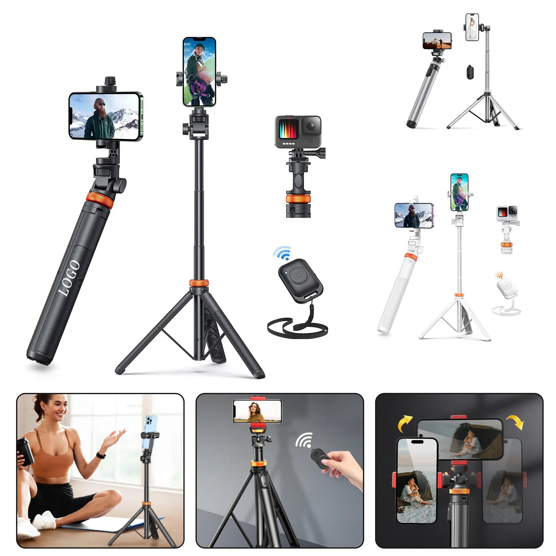 62 Inch 5 Accessories Cell Phone Tripod Solid Padded Selfie 8