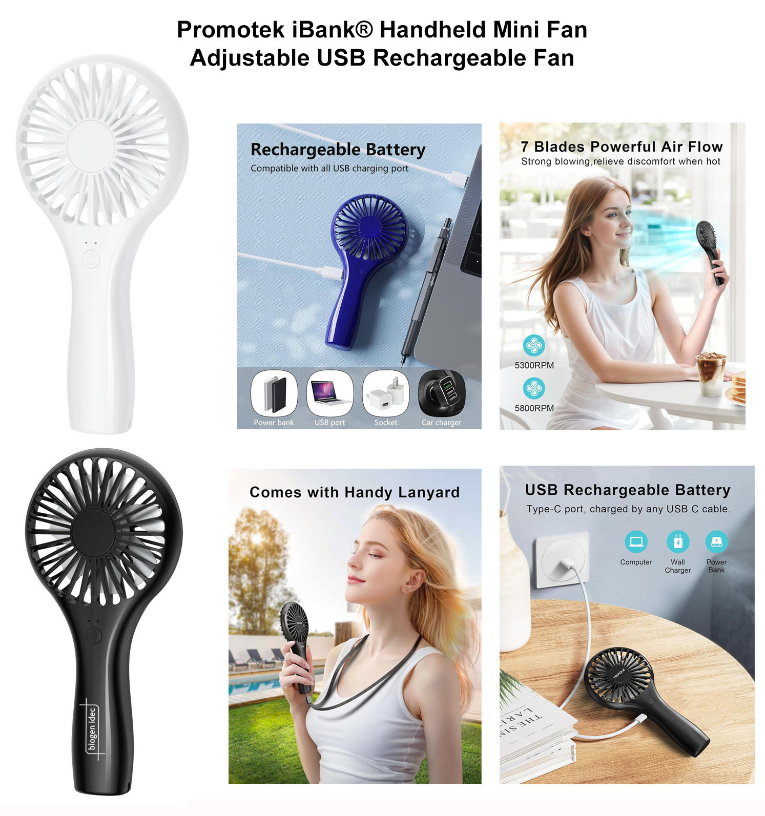 iBank ® USB Rechargeable Handheld Fan