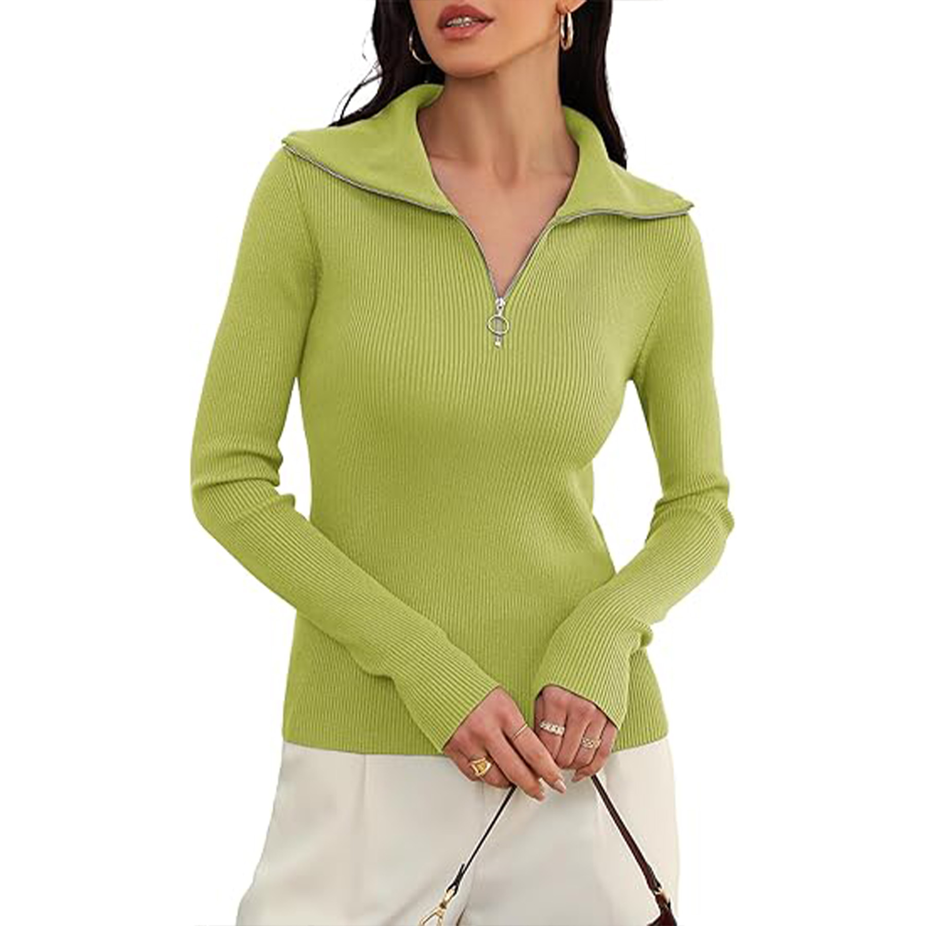 Long Sleeved Slim fit Ribbed Knit Sweater, custom hoodie or sweatshirt with logo imprint 24
