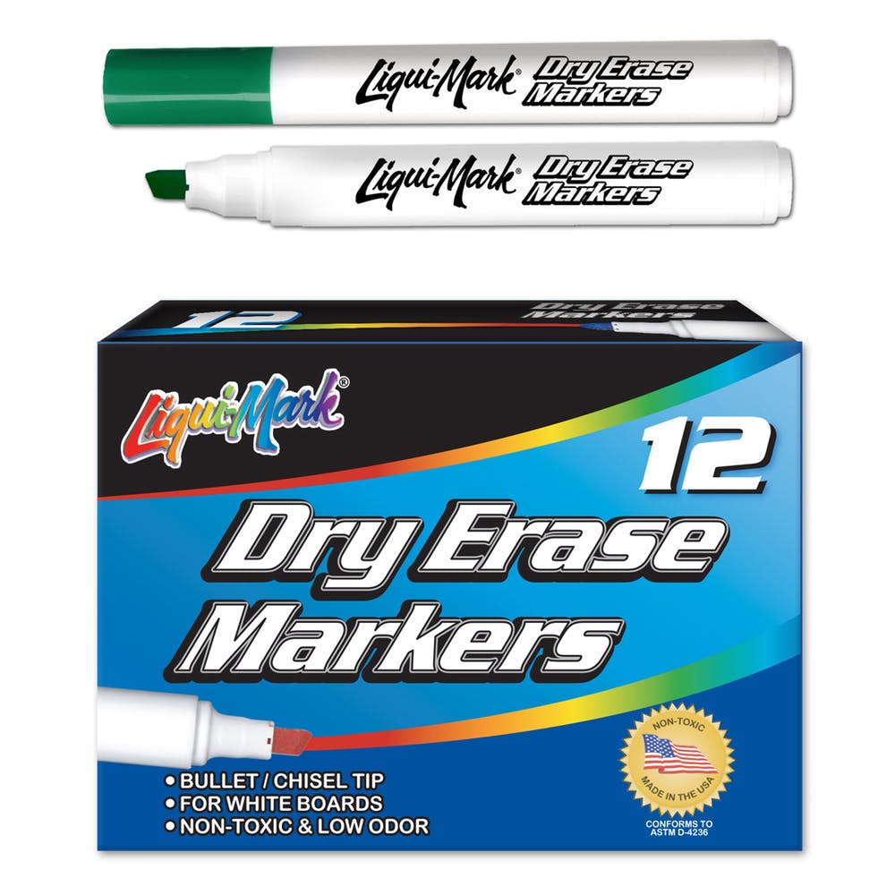 Chisel Tip Dry Erase Markers - Green Low Odor 3