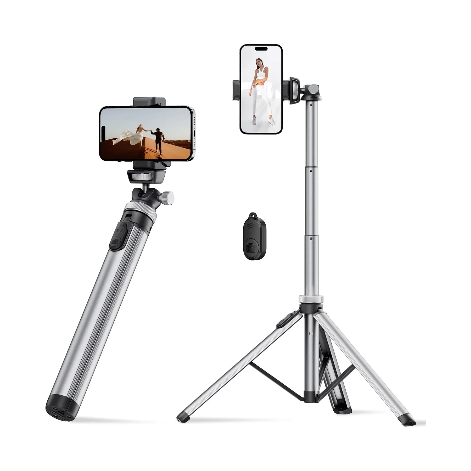 62 Inch 5 Accessories Cell Phone Tripod Solid Padded Selfie 9