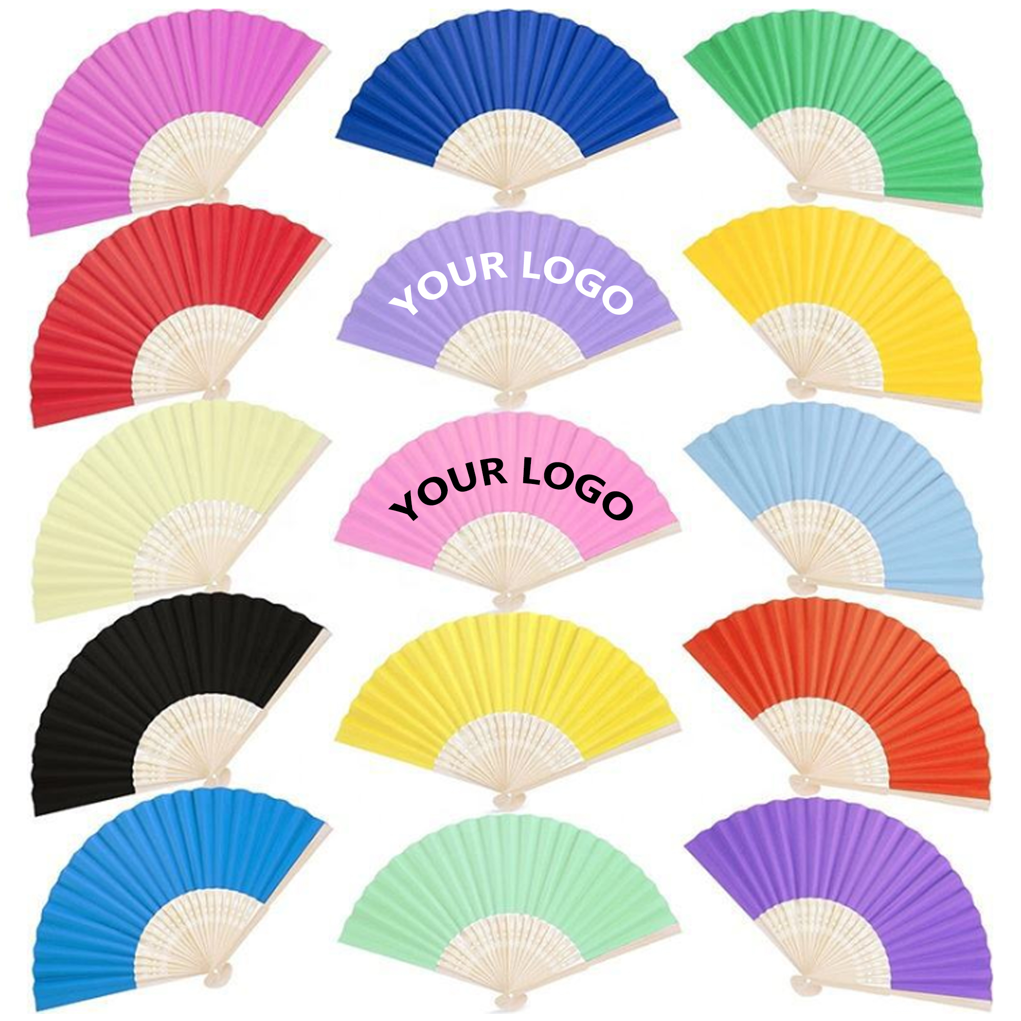 Handheld Foldable Full Color Bamboo Paper Fan