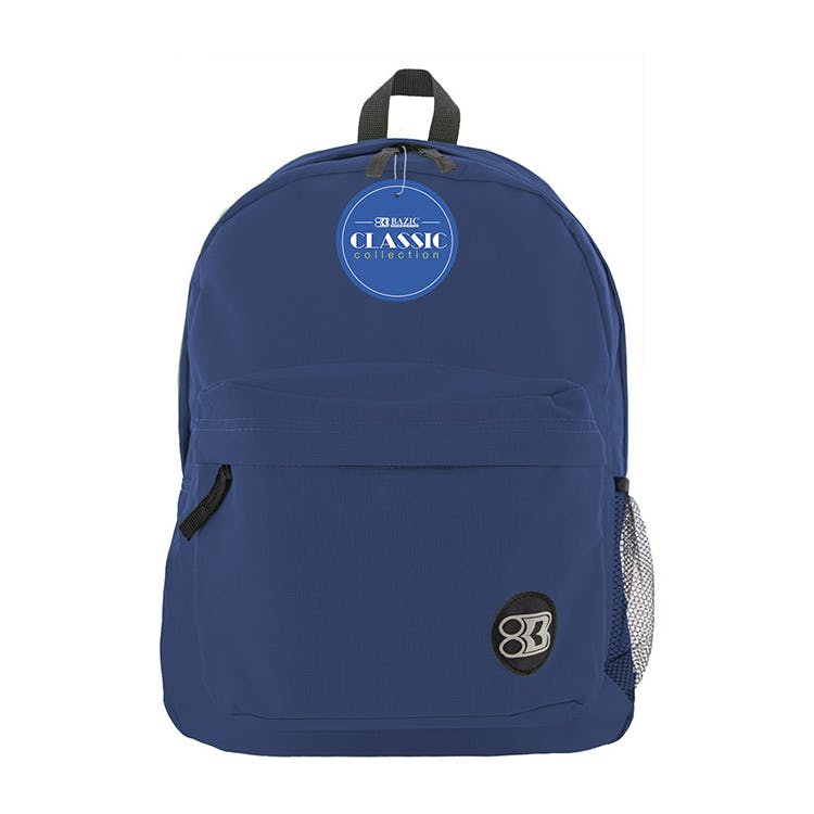 17" Classic Backpacks - Navy Blue Mesh Pocket 3