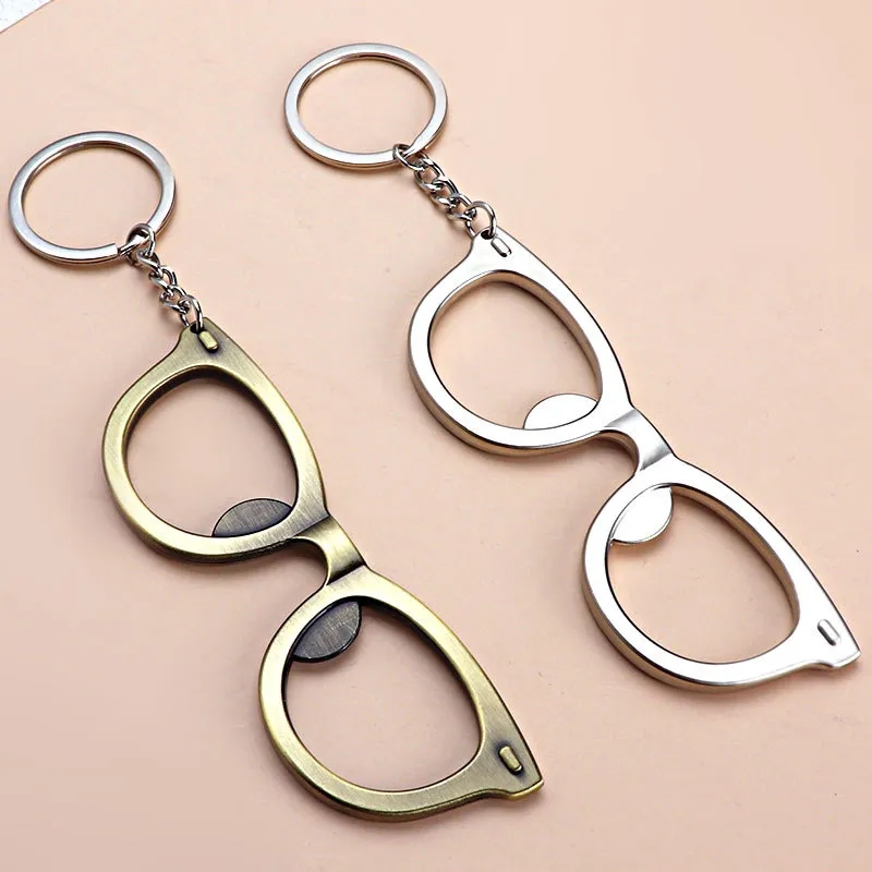 Metal Bottle Opener Keychain With Sunglasses Shape 3